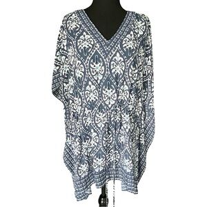 Charter Club Navy and White Floral Top